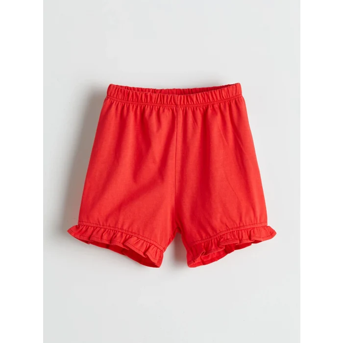 LCW baby Ekru Kiraz Baskılı Kız Bebek Tişört ve Şort 2li