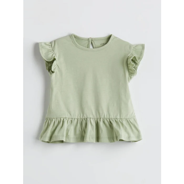 LCW baby Yeşil Kız Bebek Tişört ve Çiçekli Tayt 2li