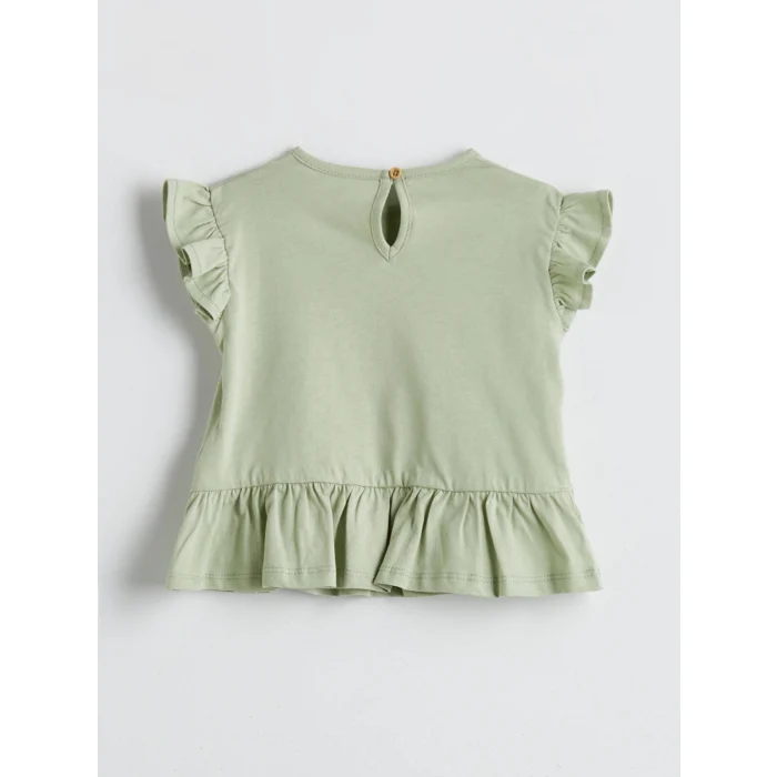 LCW baby Yeşil Kız Bebek Tişört ve Çiçekli Tayt 2li