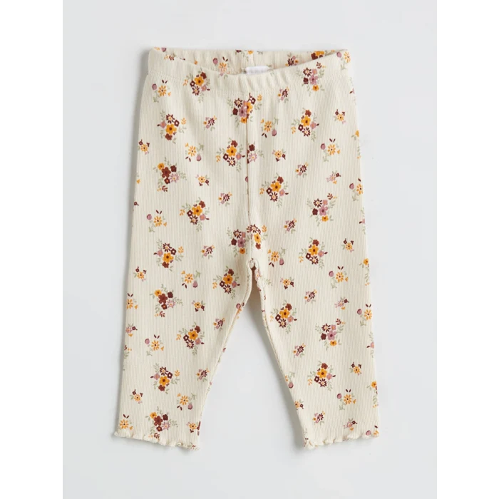 LCW baby Yeşil Kız Bebek Tişört ve Çiçekli Tayt 2li