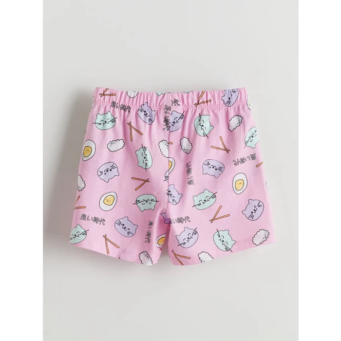LCW Kids Turkuaz Baskılı Kız Çocuk Şortlu Pijama Takım