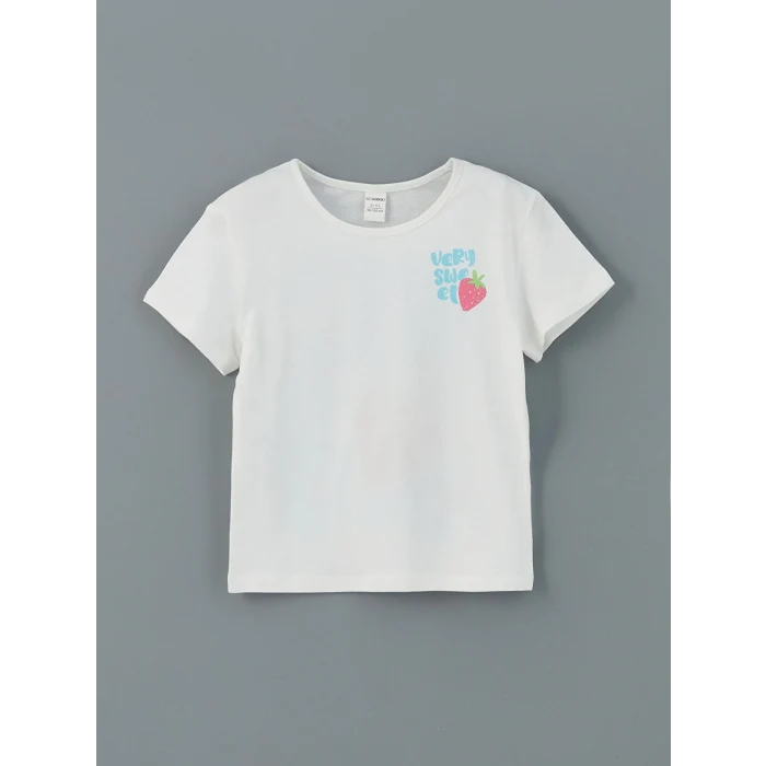 LCW Kids Beyaz Bisiklet Yaka Kız Bebek Tişört ve Şort 2li