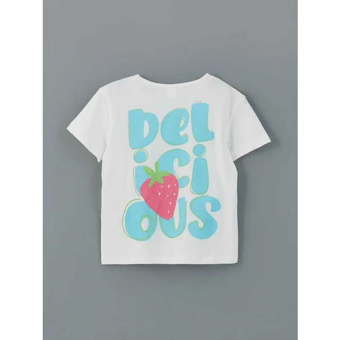 LCW Kids Beyaz Bisiklet Yaka Kız Bebek Tişört ve Şort 2li