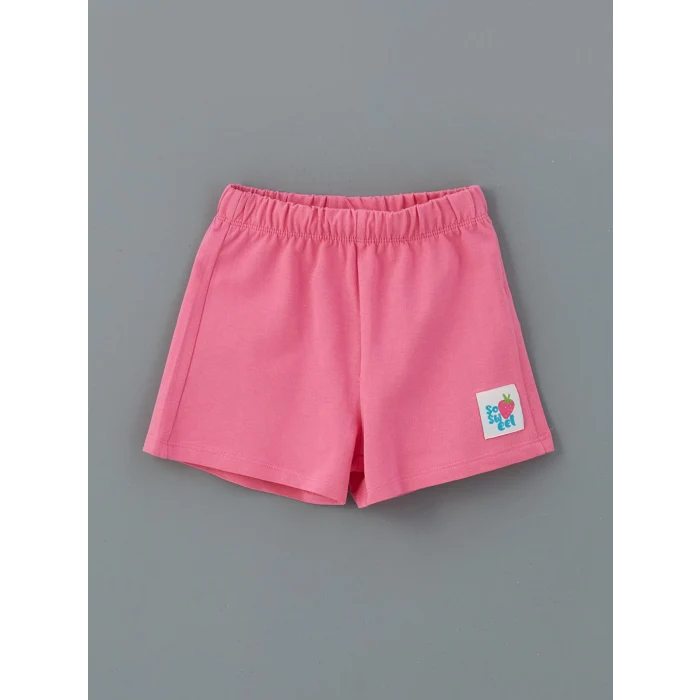 LCW Kids Beyaz Bisiklet Yaka Kız Bebek Tişört ve Şort 2li