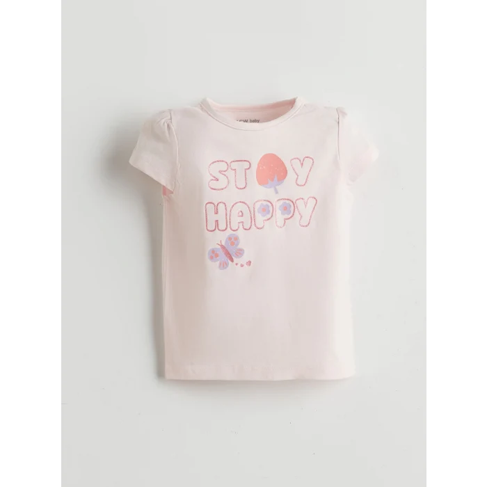 LCW baby Pembe Kız Bebek Baskılı Tişört ve Kapri Tayt 2li