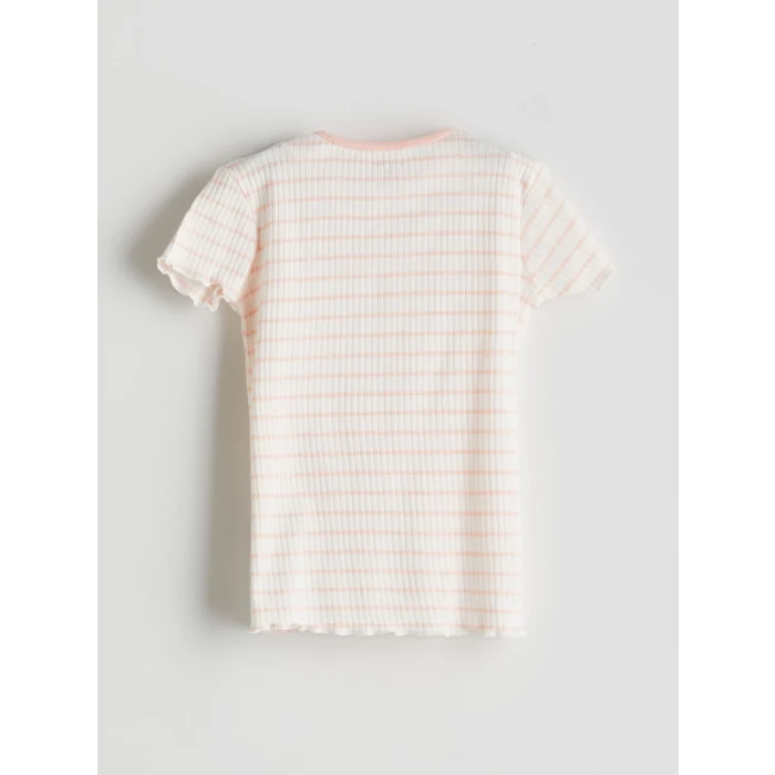 LCW baby Ekru Çizgili Kız Bebek Şortlu Pijama Takım