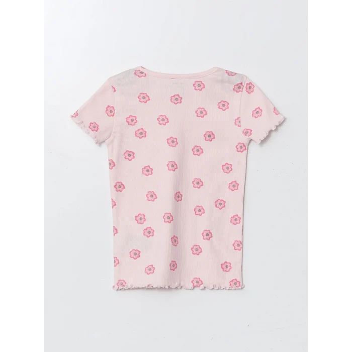 LCW baby Pembe Bisiklet Yaka Kız Bebek Şortlu Pijama Takımı