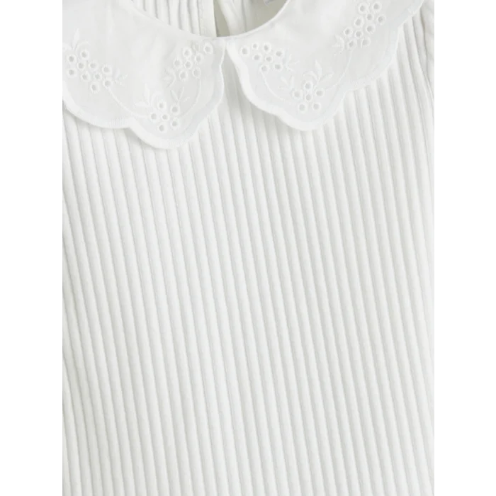 LCW Kids Ekru Bebe Yaka Kız Çocuk Tişört
