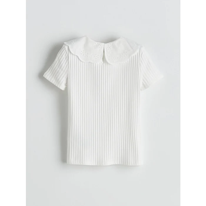 LCW Kids Ekru Bebe Yaka Kız Çocuk Tişört