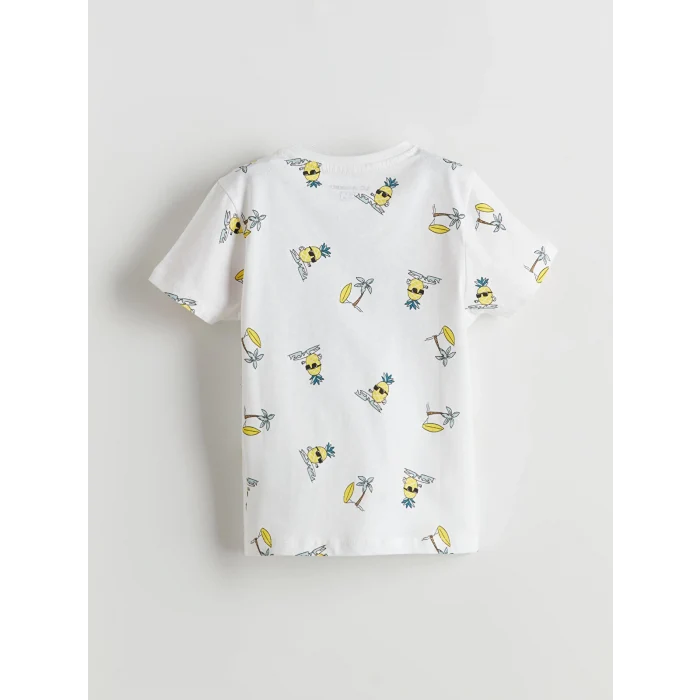 LCW Kids Beyaz Ananas Baskılı Erkek Çocuk Şortlu Pijama Takım