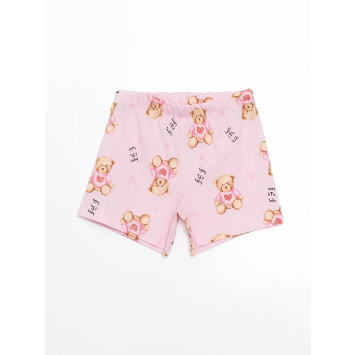 LCW Kids Pembe Gömlek Yaka Kız Çocuk Şortlu Pijama Takımı