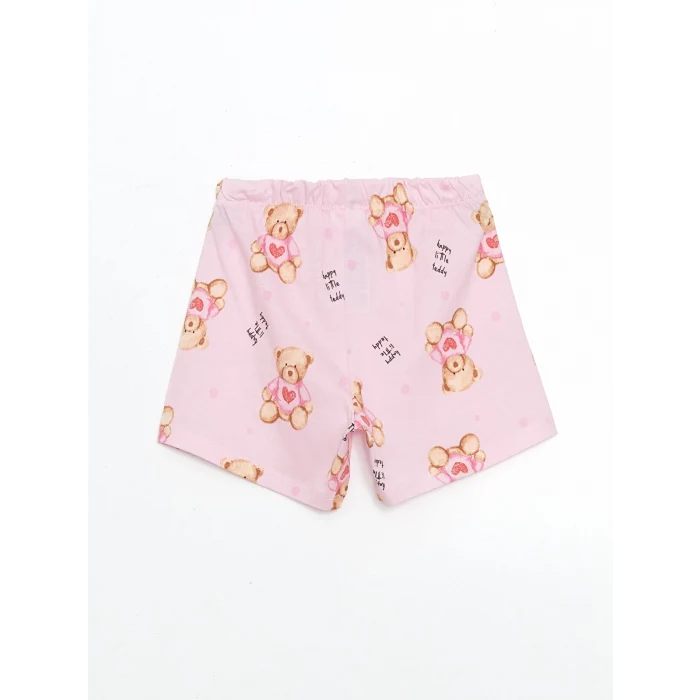 LCW Kids Pembe Gömlek Yaka Kız Çocuk Şortlu Pijama Takımı