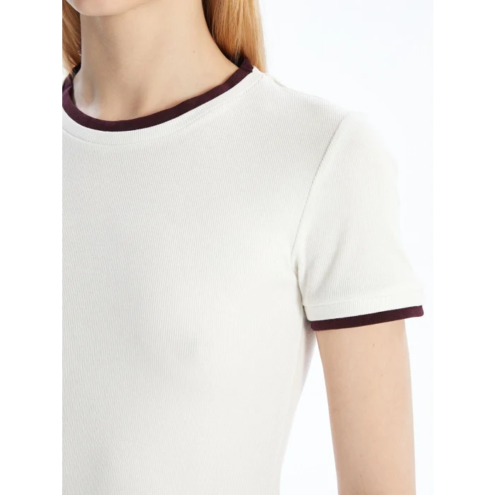 LCW Vision Mürdüm Bisiklet Yaka Kadın Tişört