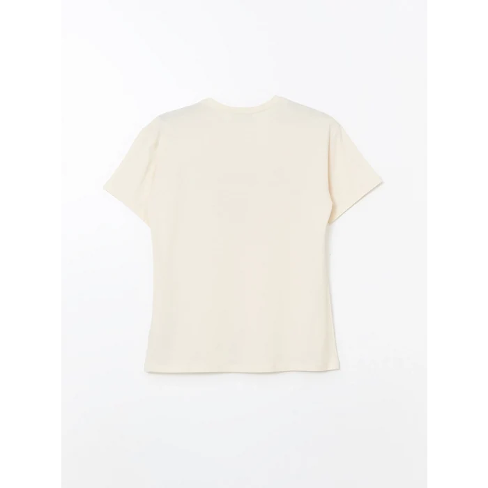 XSIDE Bej Bisiklet Yaka Los Angeles Baskılı Kadın Tişört