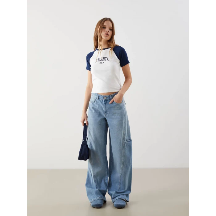 XSIDE Ekru Bisiklet Yaka Atlanta Baskılı Kadın Body