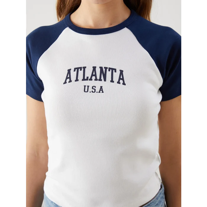 XSIDE Ekru Bisiklet Yaka Atlanta Baskılı Kadın Body