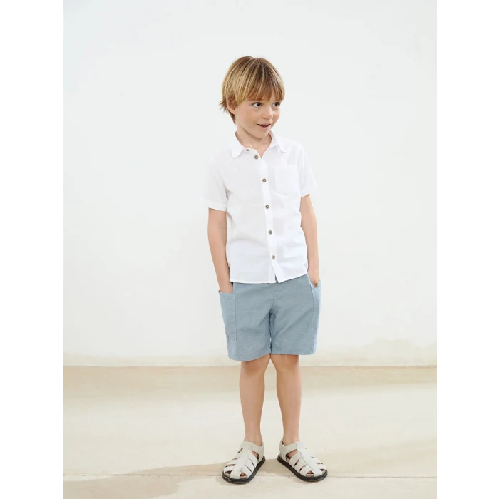LCW Kids Beyaz Basic Cepli Erkek Çocuk Poplin Gömlek