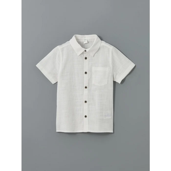LCW Kids Beyaz Basic Cepli Erkek Çocuk Poplin Gömlek