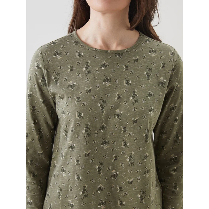 LCW Grace Haki Bisiklet Yaka Çiçekli Kadın Bluz