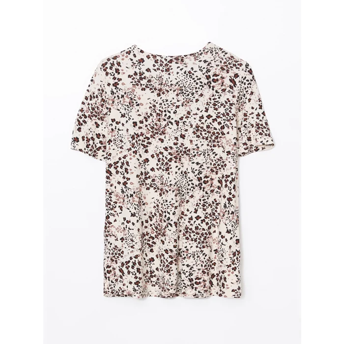 LCW Grace Bej Bisiklet Yaka Desenli Kadın Bluz