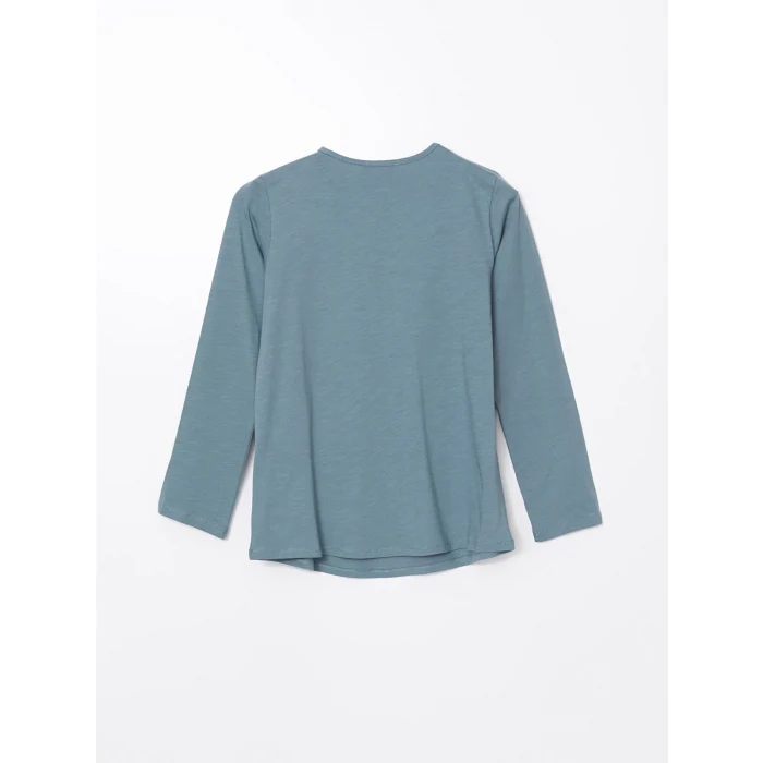 LCW Grace Mavi Bağlamalı Yaka Nakışlı Kadın Bluz