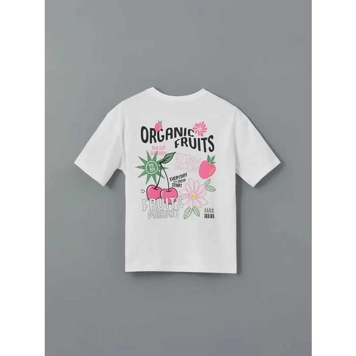 LCW Kids Beyaz Bisiklet Yaka Kız Çocuk Tişört