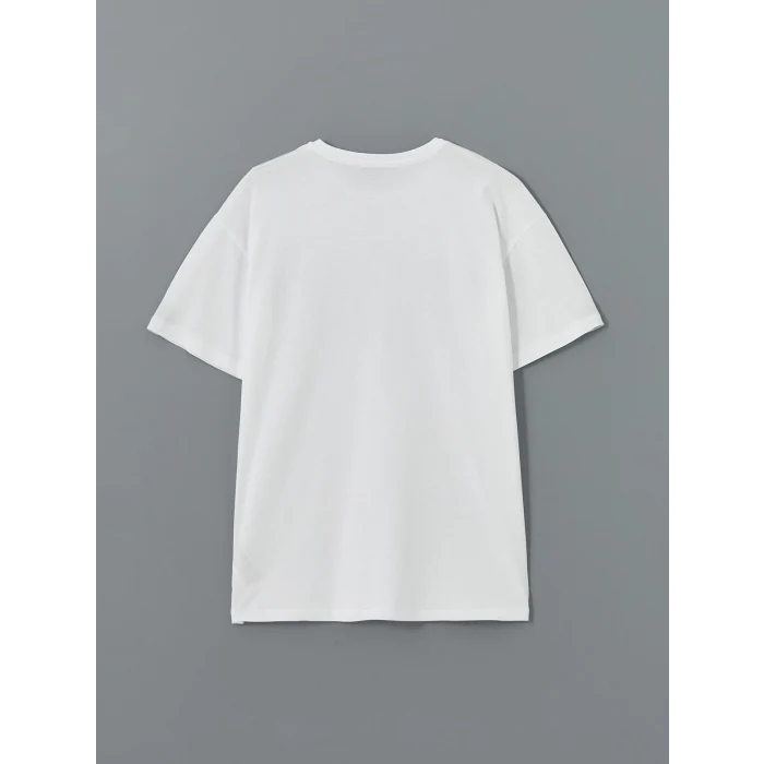 XSIDE Beyaz Bisiklet Yaka New York Baskılı Kadın Tişört