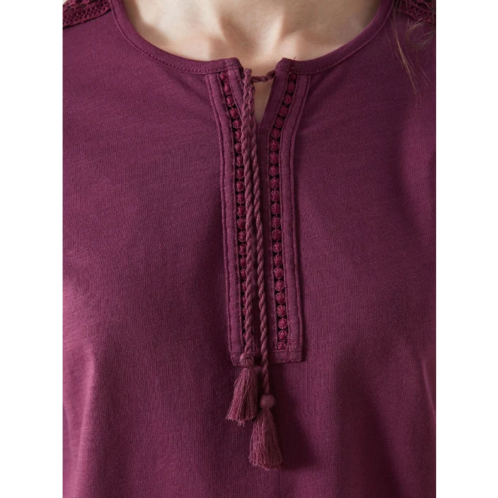 LCW Grace Mürdüm Bağlamalı Yaka Nakışlı Kadın Bluz