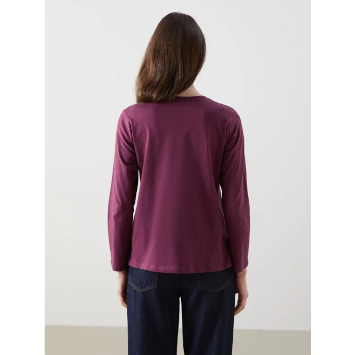 LCW Grace Mürdüm Bağlamalı Yaka Nakışlı Kadın Bluz