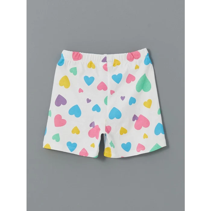 LCW Kids Lila Bisiklet Yaka Baskılı Kısa Kollu Kız Çocuk Şortlu Pijama Takımı