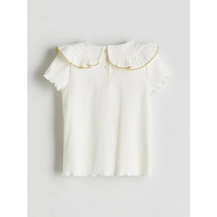 LCW Kids Ekru Kurdele Detaylı Kaşkorse Kız Çocuk Tişört