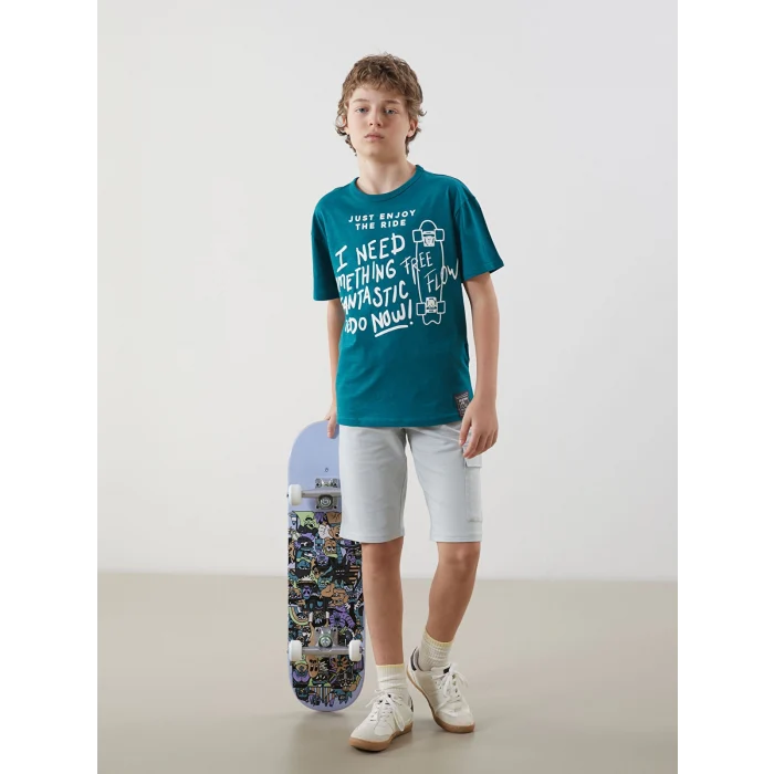 LCW Kids Gri Beli Lastikli Erkek Çocuk Kargo Şort