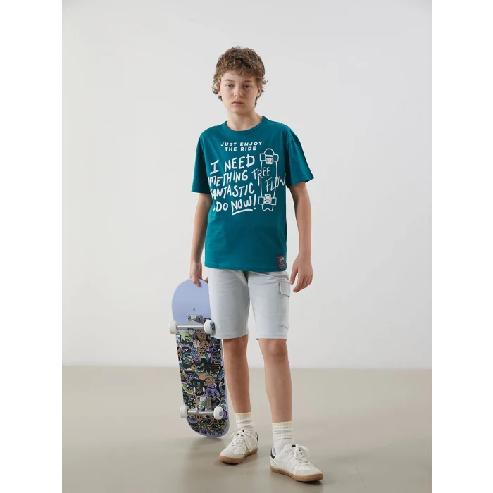 LCW Kids Gri Beli Lastikli Erkek Çocuk Kargo Şort