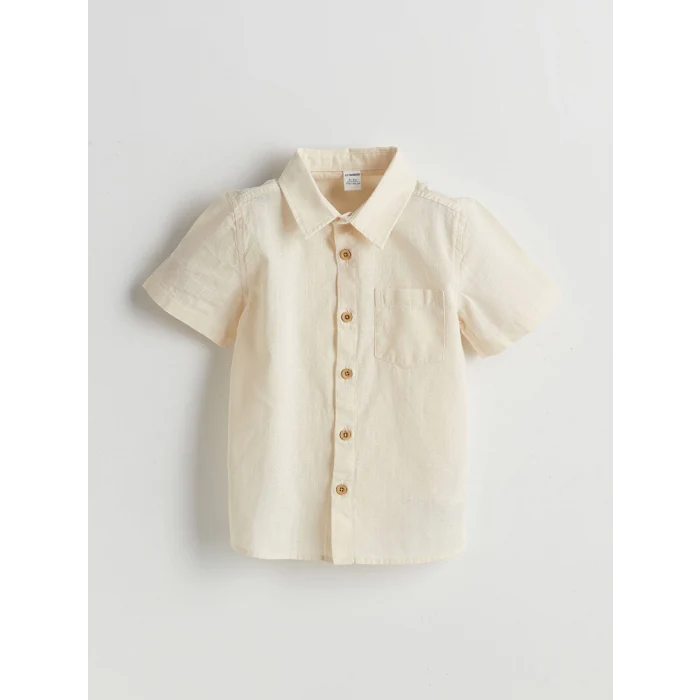 LCW Kids Bej Basic Cepli Erkek Çocuk Poplin Gömlek