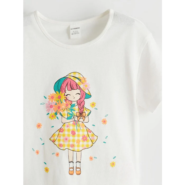 LCW Kids Ekru Penye Kız Çocuk Tişört ve Tayt 2li