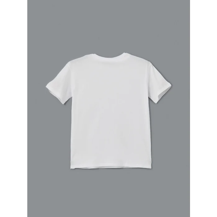 XSIDE Beyaz Bisiklet Yaka Nakışlı Kadın Tişört