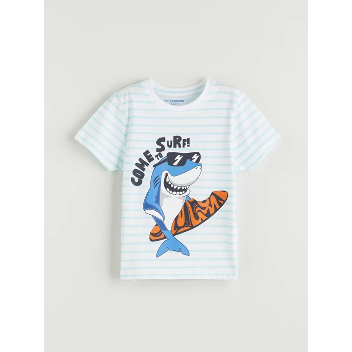LCW Kids Beyaz Baskılı Erkek Çocuk Şortlu Pijama Takımı