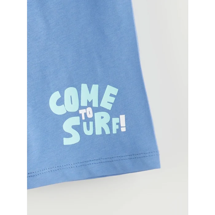 LCW Kids Beyaz Baskılı Erkek Çocuk Şortlu Pijama Takımı