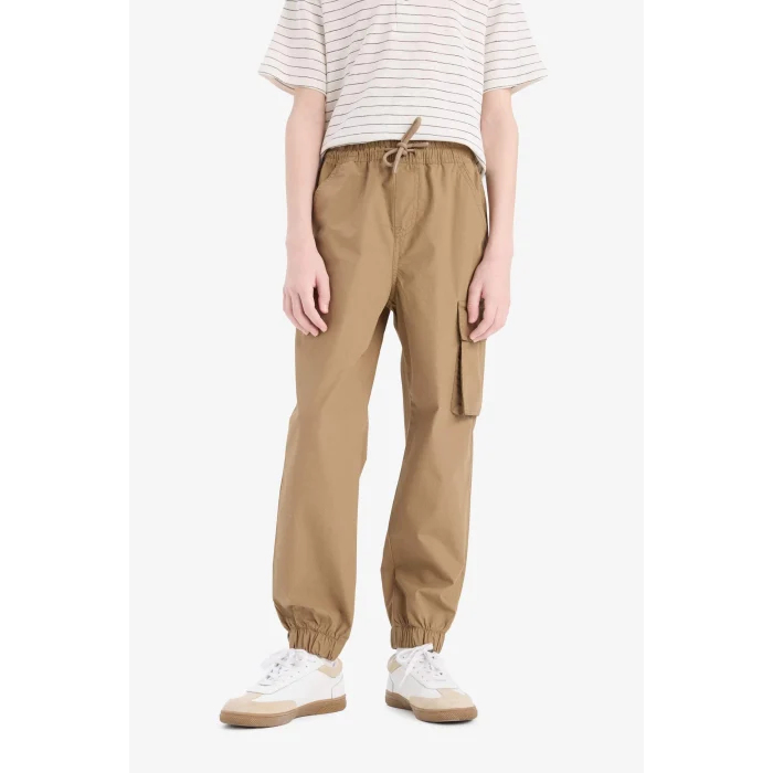 Defacto E5036 Kahve Erkek Çocuk Kargo Jogger Standart Paça Paraşüt Pantolon