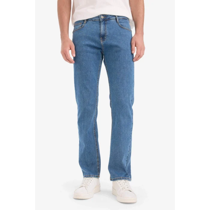 Defacto E7277 Mavi Sergio Regular Fit Normal Kalıp Normal Bel Boru Paça Jean Pantolon