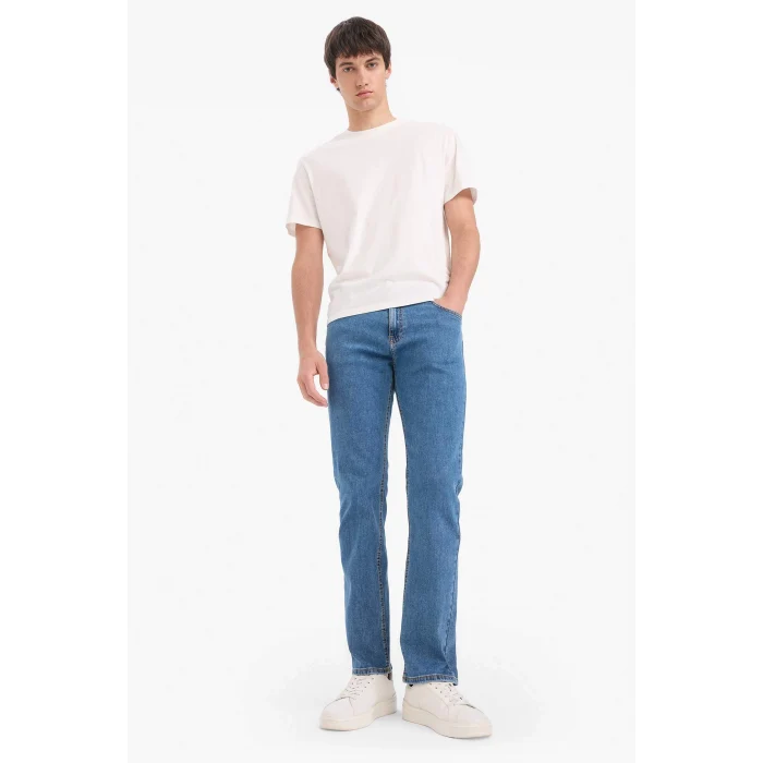 Defacto E7277 Mavi Sergio Regular Fit Normal Kalıp Normal Bel Boru Paça Jean Pantolon