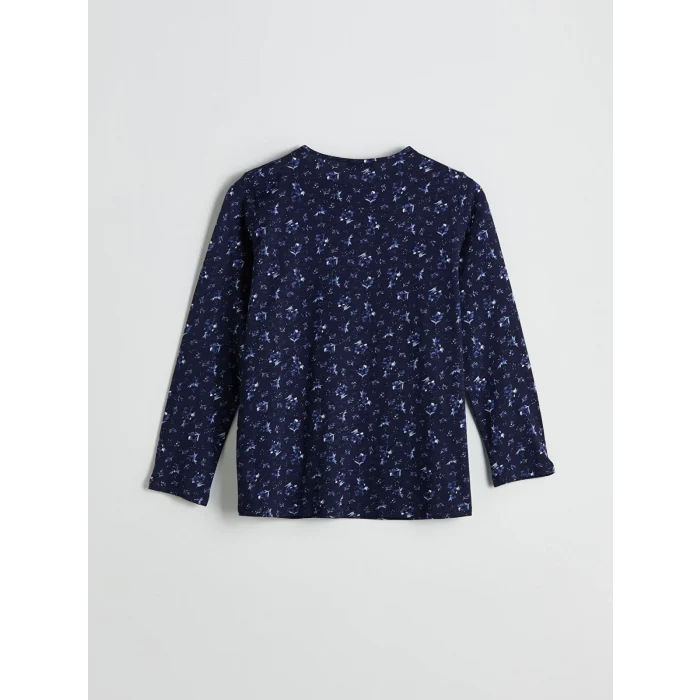 LCW Grace Lacivert Bisiklet Yaka Çiçekli Kadın Bluz