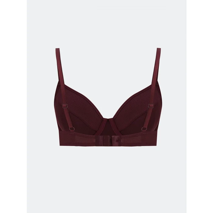 LCW DREAM Mürdüm Balenli Dolgusuz Düz Tişört Sütyen