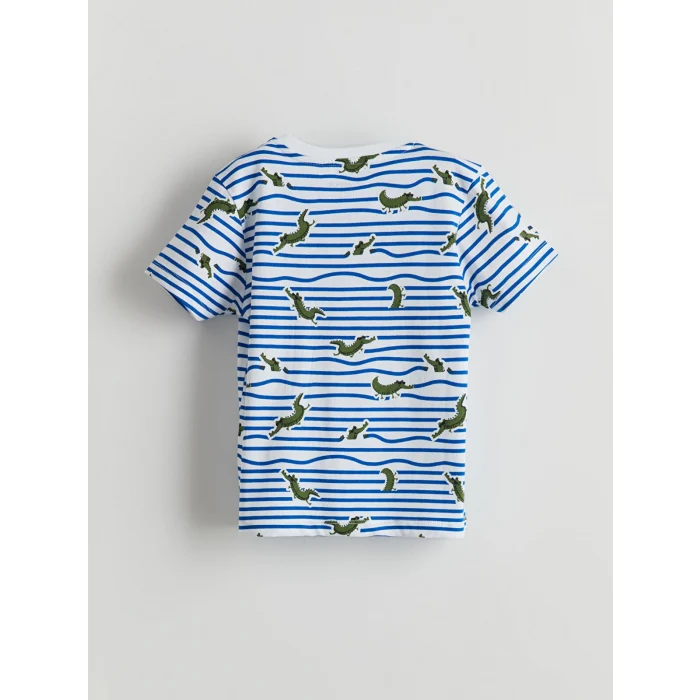 LCW Kids Beyaz Dinozor Baskılı Erkek Çocuk Şortlu Pijama Takımı