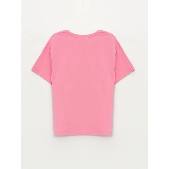 LCW Kids Pembe Rahat Kalııp Bisiklet Yaka Çift Yönlü Payetli Erkek Çocuk Tişört