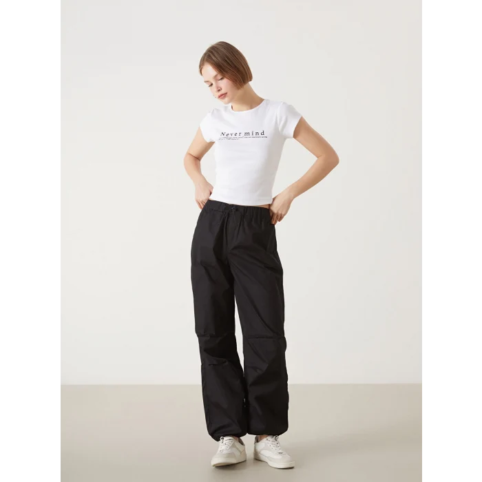 XSIDE Beyaz Bisiklet Yaka Baskılı Kadın Tişört