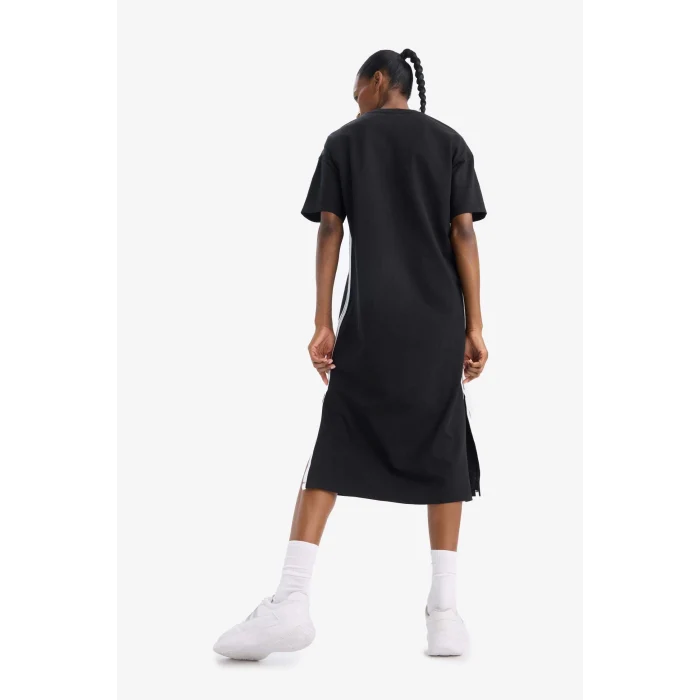 Defacto B9962 Siyah DeFactoFit NBA Los Angeles Lakers Oversize Geniş Kalıp Kısa Kollu Pike Midi Elbise