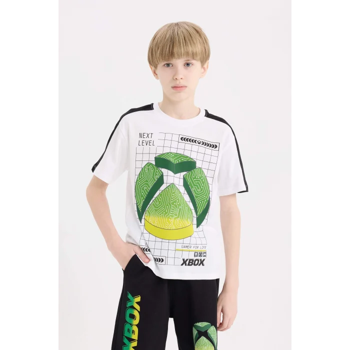 Defacto E4191 Beyaz Erkek Çocuk Xbox 2li Takım Kısa Kollu Tişört Beli Lastikli Şort