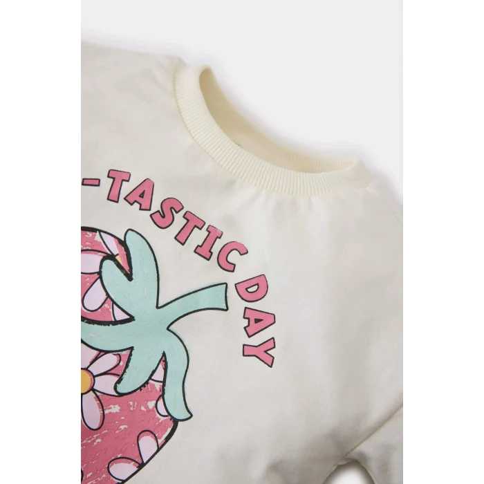 Defacto E0722 Yeşil Kız Bebek 2li Takım Baskılı Kısa Kollu Tişört Beli Lastikli Şort