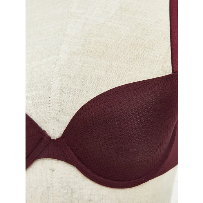 LCW DREAM Mürdüm Balenli Dolgusuz Düz Tişört Sütyen